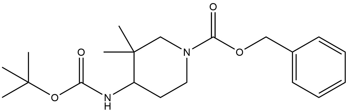 1-Piperidinecarboxylic acid, 4-[[(1,1-dimethylethoxy)carbonyl]amino]-3,3-dimethyl-, phenylmethyl ester, (-)- 구조식 이미지