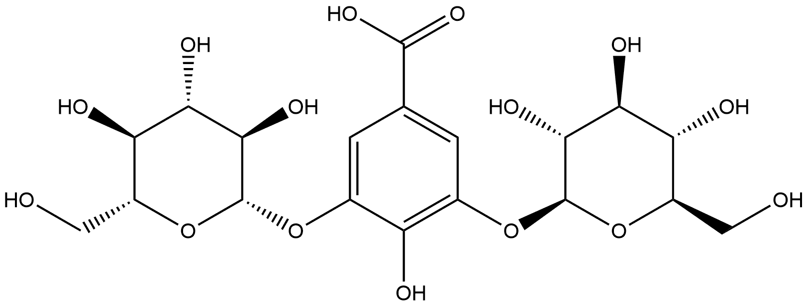 Benzoic acid, 3,5-bis(β-D-glucopyranosyloxy)-4-hydroxy- Structure