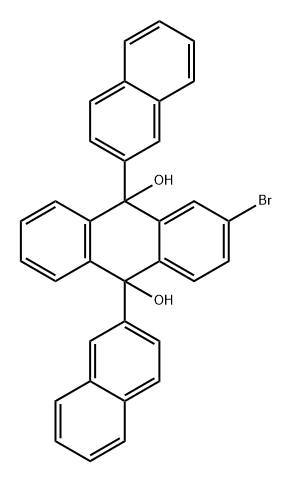 9,10-Anthracenediol, 2-bromo-9,10-dihydro-9,10-di-2-naphthalenyl- 구조식 이미지