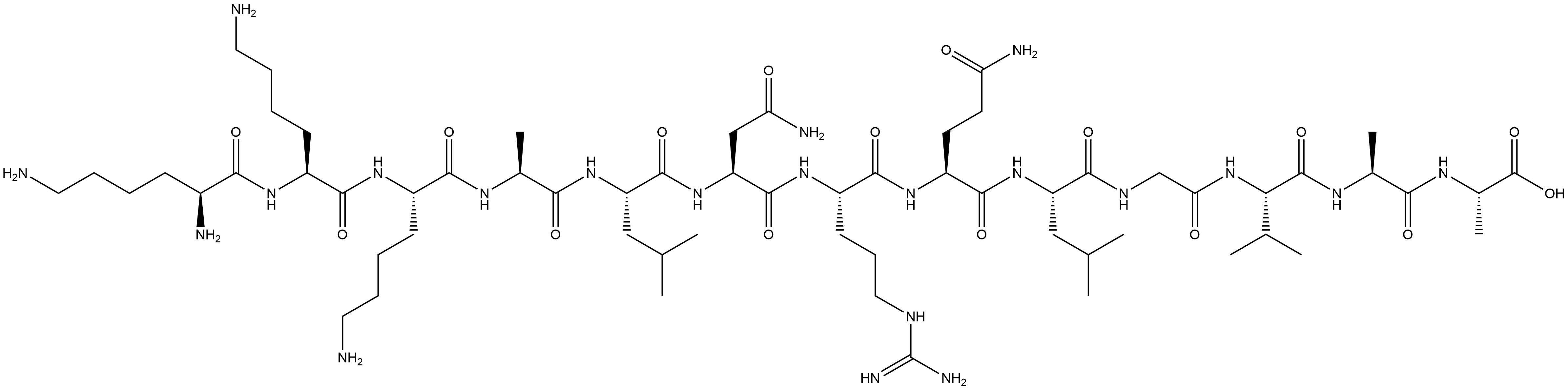 L-Lysyl-L-lysyl-L-lysyl-L-alanyl-L-leucyl-L-asparaginyl-L-arginyl-L-glutaminyl-L-leucylglycyl-L-valyl-L-alanyl-L-alanine Structure