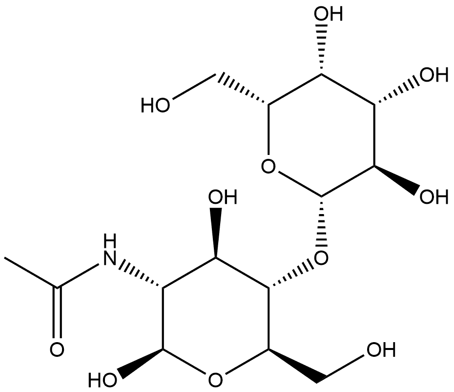 β-D-Glucopyranose, 2-(acetylamino)-2-deoxy-4-O-β-D-galactopyranosyl- Structure