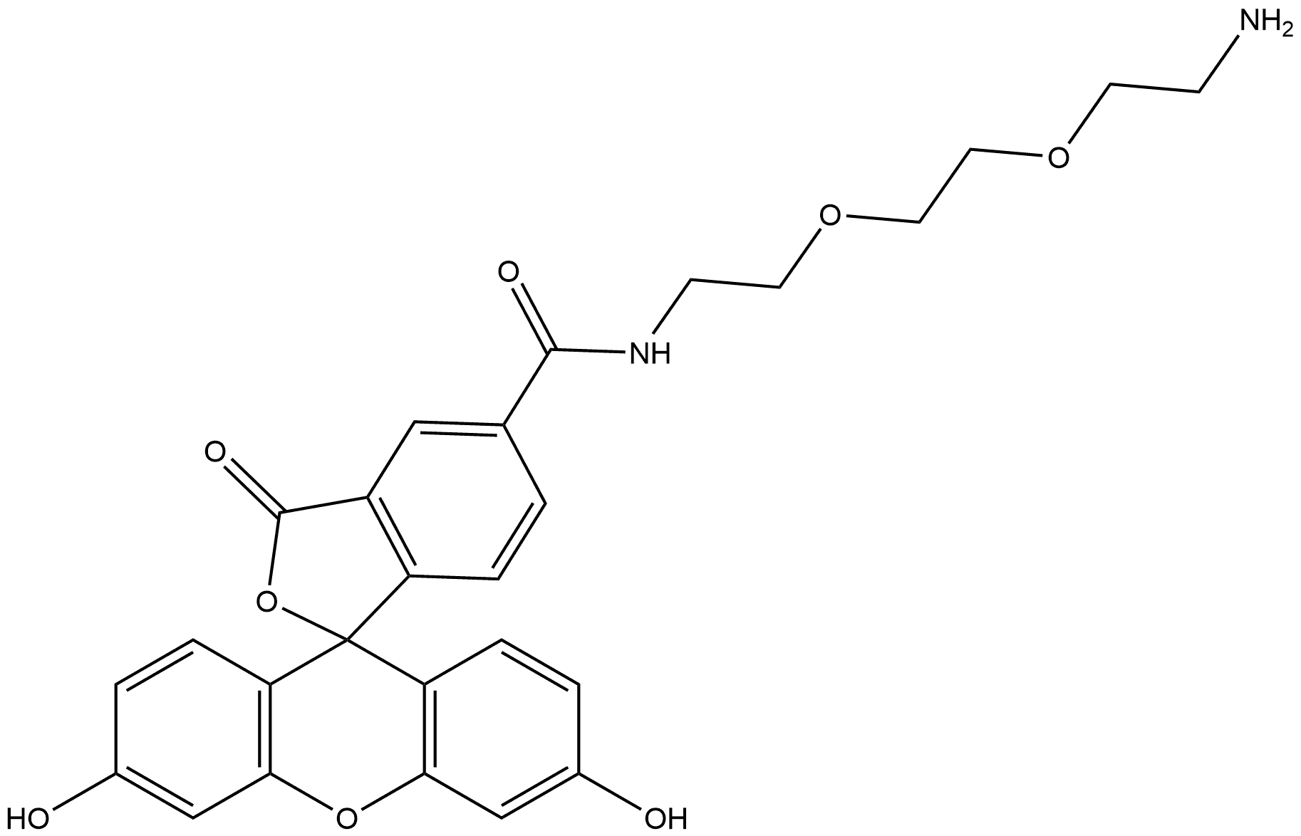 N-[2-[2-(2-Aminoethoxy)ethoxy]ethyl]-3′,6′-dihydroxy-3-oxospiro[isobenzofuran-1(3H),9′-[9H]xanthene]-5-carboxamide Structure