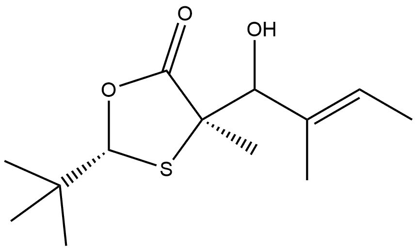 (2R,4R)-2-(1,1-Dimethylethyl)-4-[(2E)-1-hydroxy-2-methyl-2-buten-1-yl]-4-methyl-1,3-oxathiolan-5-one Structure