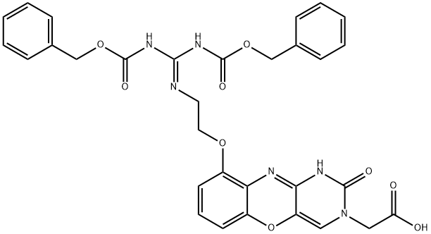 N1-Carboxymethyl-6-[2-(N,N’-bis-Cbz-guanidino) ethoxy]-phenoxazine 구조식 이미지