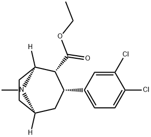 8-Azabicyclo[3.2.1]octane-2-carboxylic acid, 3-(3,4-dichlorophenyl)-8-methyl-, ethyl ester, (1S,2R,3R,5R)- Structure