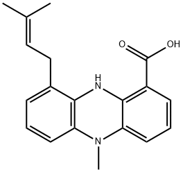 1-Phenazinecarboxylic acid, 5,10-dihydro-5-methyl-9-(3-methyl-2-buten-1-yl)- Structure