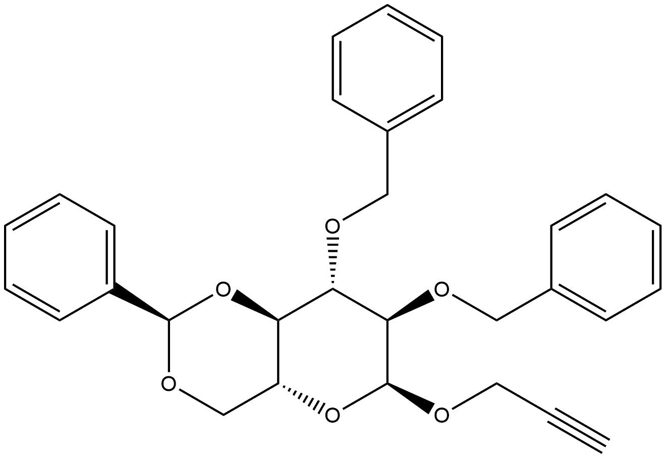 α-D-Glucopyranoside, 2-propyn-1-yl 2,3-bis-O-(phenylmethyl)-4,6-O-[(R)-phenylmethylene]- Structure