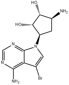 1,2-Cyclopentanediol, 3-amino-5-(4-amino-5-bromo-7H-pyrrolo[2,3-d]pyrimidin-7-yl)-, (1S,2R,3S,5R)- 구조식 이미지