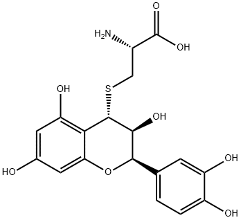 L-Cysteine, S-[(2R,3S,4S)-2-(3,4-dihydroxyphenyl)-3,4-dihydro-3,5,7-trihydroxy-2H-1-benzopyran-4-yl]- Structure