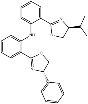 Benzenamine, 2-[(4S)-4,5-dihydro-4-(1-methylethyl)-2-oxazolyl]-N-[2-[(4S)-4,5-dihydro-4-phenyl-2-oxazolyl]phenyl]- Structure