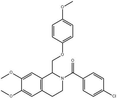 Methanone, (4-chlorophenyl)[3,4-dihydro-6,7-dimethoxy-1-[(4-methoxyphenoxy)methyl]-2(1H)-isoquinolinyl]- Structure