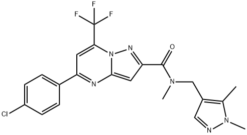 Pyrazolo[1,5-a]pyrimidine-2-carboxamide, 5-(4-chlorophenyl)-N-[(1,5-dimethyl-1H-pyrazol-4-yl)methyl]-N-methyl-7-(trifluoromethyl)- Structure