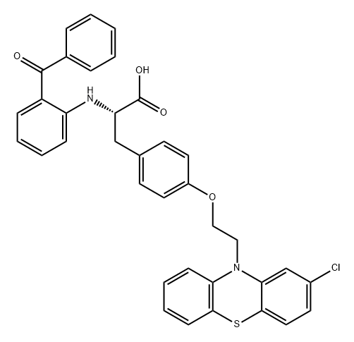 L-Tyrosine, N-(2-benzoylphenyl)-O-[2-(2-chloro-10H-phenothiazin-10-yl)ethyl]- Structure