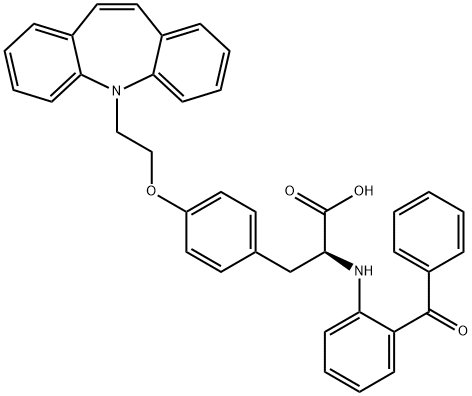 L-Tyrosine, N-(2-benzoylphenyl)-O-[2-(5H-dibenz[b,f]azepin-5-yl)ethyl]- Structure