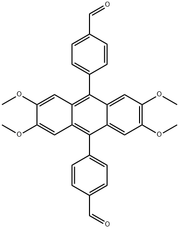 Benzaldehyde, 4,4'-(2,3,6,7-tetramethoxy-9,10-anthracenediyl)bis- Structure