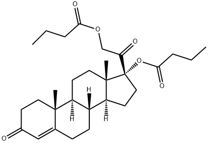 Pregn-4-ene-3,20-dione, 17,21-bis(1-oxobutoxy)- Structure