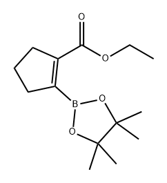 1-Cyclopentene-1-carboxylic acid, 2-(4,4,5,5-tetramethyl-1,3,2-dioxaborolan-2-yl)-, ethyl ester 구조식 이미지