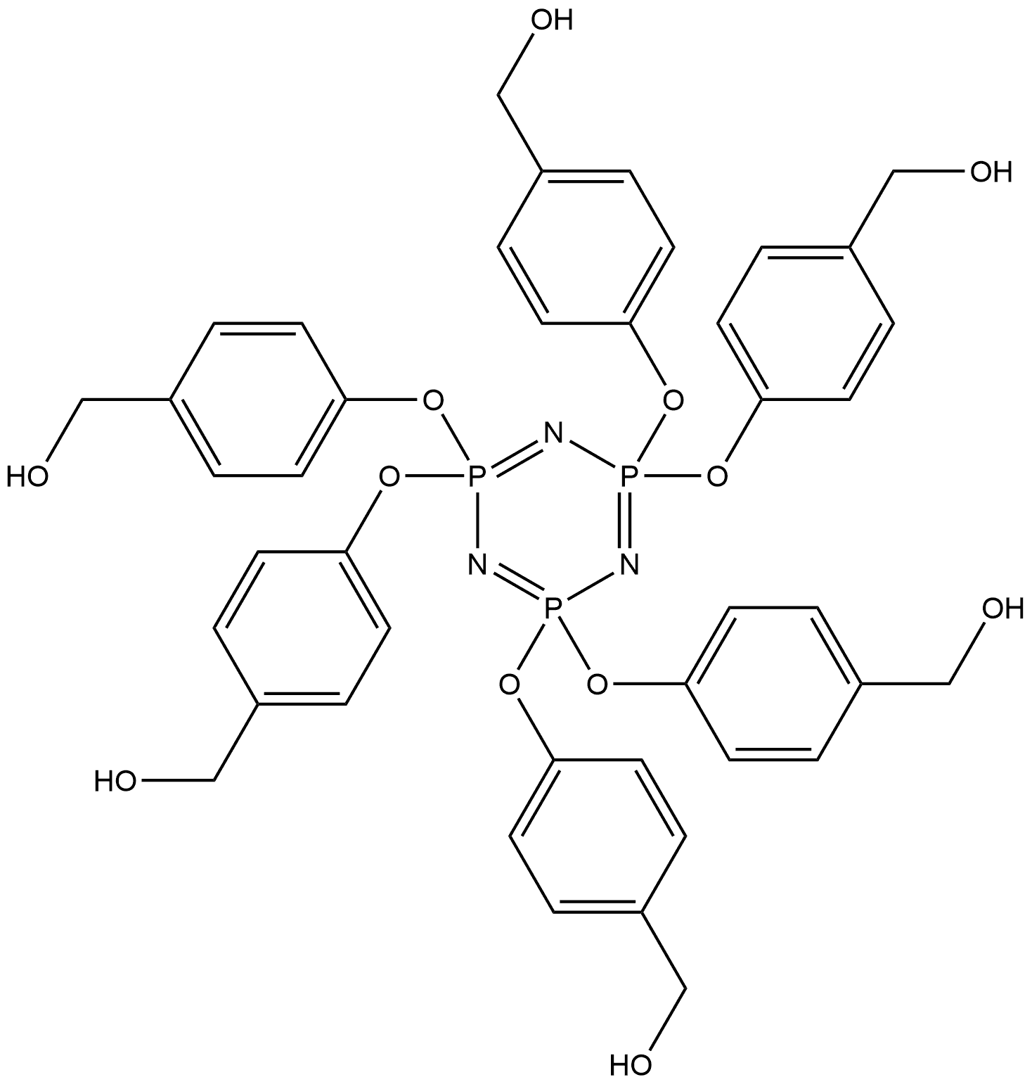 Benzenemethanol, 4,4',4'',4''',4'''',4'''''-[2λ5,4λ5,6λ5-1,3,5,2,4,6-triazatriphosphorine-2,4,6-triylidenehexakis(oxy)]hexakis- Structure