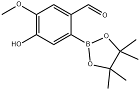 4-hydroxy-5-methoxy-2-(4,4,5,5-tetramethyl-1,3,2-dioxaborolan-2-yl)benzaldehyde 구조식 이미지