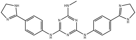 N2,N4-Bis[4-(4,5-dihydro-1H-imidazol-2-yl)phenyl]-N6-methyl-1,3,5-triazine-2,4,6-triamine Structure