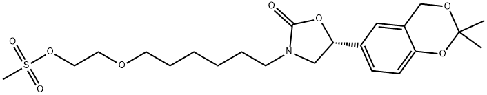 2-Oxazolidinone, 5-(2,2-dimethyl-4H-1,3-benzodioxin-6-yl)-3-[6-[2-[(methylsulfonyl)oxy]ethoxy]hexyl]-, (5R)- 구조식 이미지