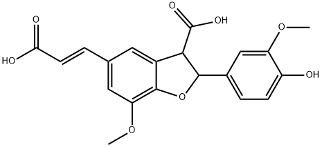 3-Benzofurancarboxylic acid, 5-[(1E)-2-carboxyethenyl]-2,3-dihydro-2-(4-hydroxy-3-methoxyphenyl)-7-methoxy- Structure