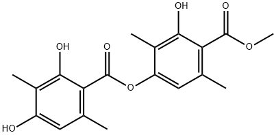 Benzoic acid, 2,4-dihydroxy-3,6-dimethyl-, 3-hydroxy-4-(methoxycarbonyl)-2,5-dimethylphenyl ester 구조식 이미지