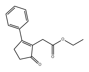 1-Cyclopentene-1-acetic acid, 5-oxo-2-phenyl-, ethyl ester 구조식 이미지