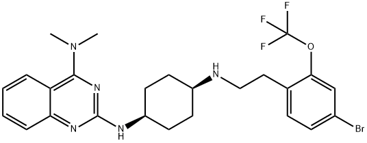 2,4-Quinazolinediamine, N2-[cis-4-[[2-[4-bromo-2-(trifluoromethoxy)phenyl]ethyl]amino]cyclohexyl]-N4,N4-dimethyl- 구조식 이미지