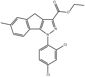 Indeno[1,2-c]pyrazole-3-carboxylic acid, 1-(2,4-dichlorophenyl)-1,4-dihydro-6-methyl-, ethyl ester Structure