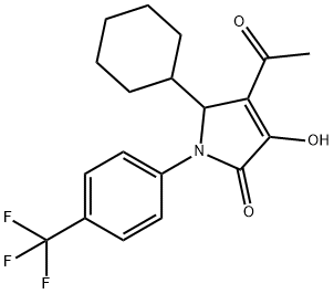 2H-Pyrrol-2-one, 4-acetyl-5-cyclohexyl-1,5-dihydro-3-hydroxy-1-[4-(trifluoromethyl)phenyl]- 구조식 이미지