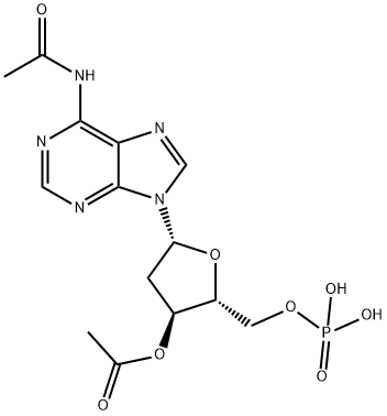 (2R,3S,5R)-5-(6-Acetamido-9H-purin-9-yl)-2-((phosphonooxy)methyl)tetrahydrofuran-3-yl acetate Structure