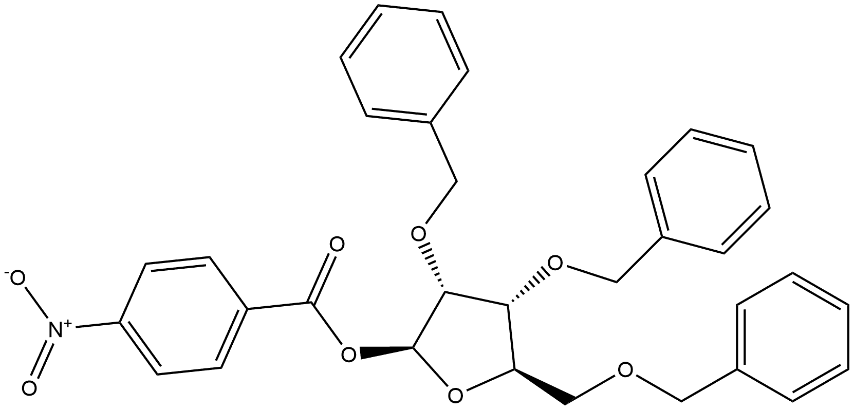 β-D-Ribofuranose, 2,3,5-tris-O-(phenylmethyl)-, 4-nitrobenzoate (9CI) Structure