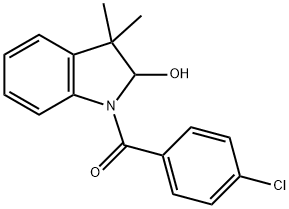 Methanone, (4-chlorophenyl)(2,3-dihydro-2-hydroxy-3,3-dimethyl-1H-indol-1-yl)- Structure