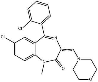2H-1,4-Benzodiazepin-2-one, 7-chloro-5-(2-chlorophenyl)-1,3-dihydro-1-methyl-3-(4-morpholinylmethylene)- 구조식 이미지