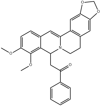 Ethanone, 2-(5,8-dihydro-9,10-dimethoxy-6H-benzo[g]-1,3-benzodioxolo[5,6-a]quinolizin-8-yl)-1-phenyl- Structure