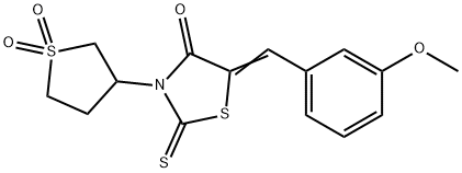 (5Z)-3-(1,1-dioxothiolan-3-yl)-5-[(3-methoxyphenyl)methylidene]-2-sulfanylidene-1,3-thiazolidin-4-one Structure