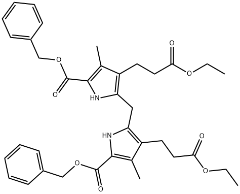 1H-Pyrrole-3-propanoic acid, 2,2'-methylenebis[4-methyl-5-[(phenylmethoxy)carbonyl]-, diethyl ester (9CI) Structure