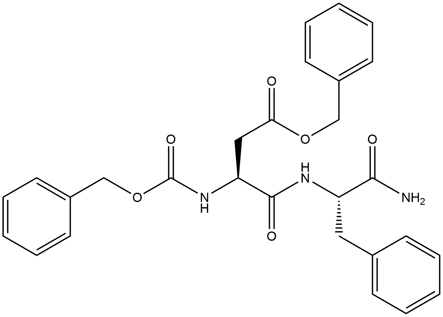 L-Phenylalaninamide, N-[(phenylmethoxy)carbonyl]-L-α-aspartyl-, phenylmethyl ester 구조식 이미지