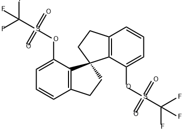 Methanesulfonic acid, 1,1,1-trifluoro-, 1,1'-[(1R)-2,2',3,3'-tetrahydro-1,1'-spirobi[1H-indene]-7,7'-diyl] ester Structure