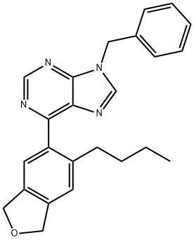 9-Benzyl-6-(6-butyl-1,3-dihydroisobenzofuran-5-yl)-9H-purine 구조식 이미지