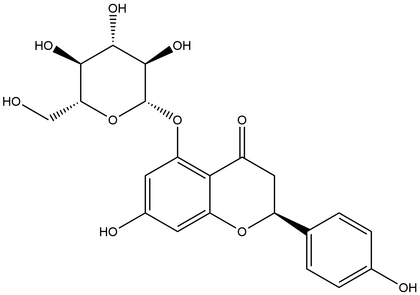 4H-1-Benzopyran-4-one, 5-(β-D-glucopyranosyloxy)-2,3-dihydro-7-hydroxy-2-(4-hydroxyphenyl)-, (2S)- Structure