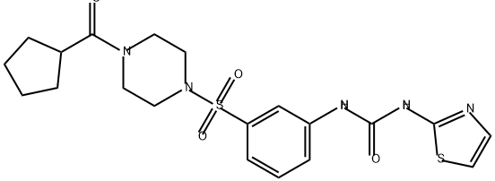 1-{3-[(4-cyclopentanecarbonylpiperazin-1-yl)sulfo
nyl]phenyl}-3-(1,3-thiazol-2-yl)urea Structure