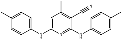 4-Methyl-2,6-bis[(4-methylphenyl)amino]-3-pyridinecarbonitrile 구조식 이미지