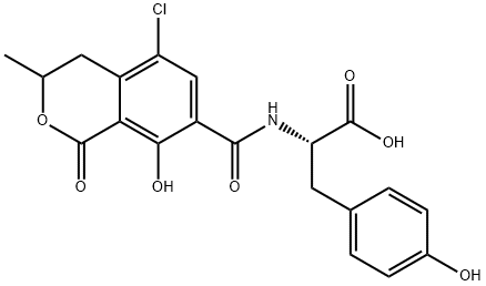 L-Tyrosine, N-[(5-chloro-3,4-dihydro-8-hydroxy-3-methyl-1-oxo-1H-2-benzopyran-7-yl)carbonyl]- Structure