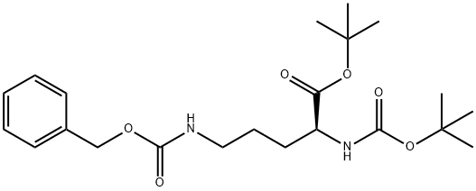 L-Ornithine, N2-[(1,1-dimethylethoxy)carbonyl]-N5-[(phenylmethoxy)carbonyl]-, 1,1-dimethylethyl ester 구조식 이미지