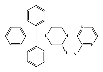 Pyrazine, 2-chloro-3-[(2R)-2-methyl-4-(triphenylmethyl)-1-piperazinyl]- Structure