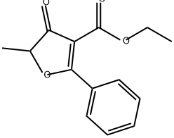 3-Furancarboxylic acid, 4,5-dihydro-5-methyl-4-oxo-2-phenyl-, ethyl ester 구조식 이미지