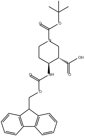 1,3-Piperidinedicarboxylic acid, 4-[[(9H-fluoren-9-ylmethoxy)carbonyl]amino]-, 1-(1,1-dimethylethyl) ester, (3S,4S)- Structure