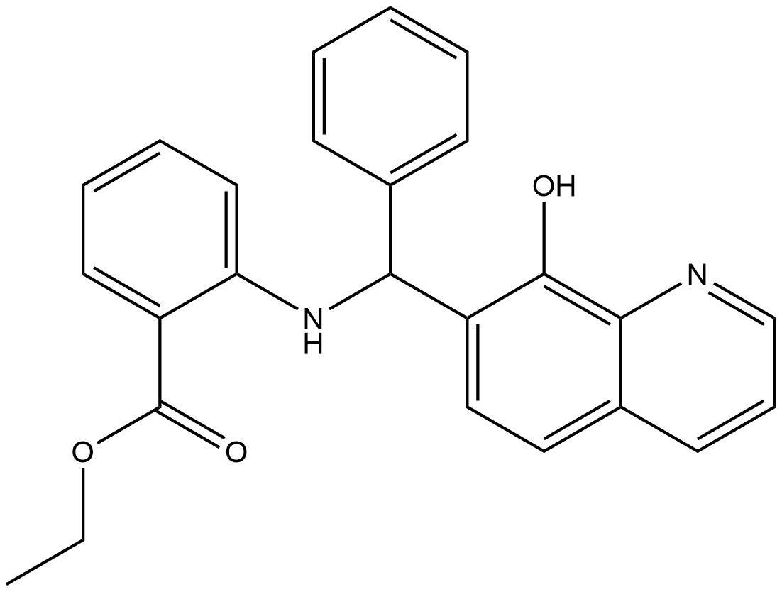Ethyl 2-(((8-hydroxyquinolin-7-yl)(phenyl)methyl)amino)benzoate 구조식 이미지